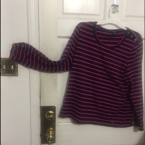 Striped top of pink on cadet blue. Not worn-NWOT.